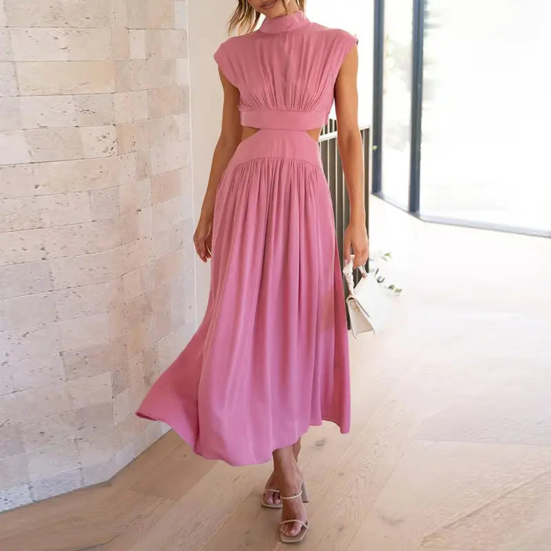 LuxeGala - Elegant Plissert Cocktail Maxi Kjole Motelys