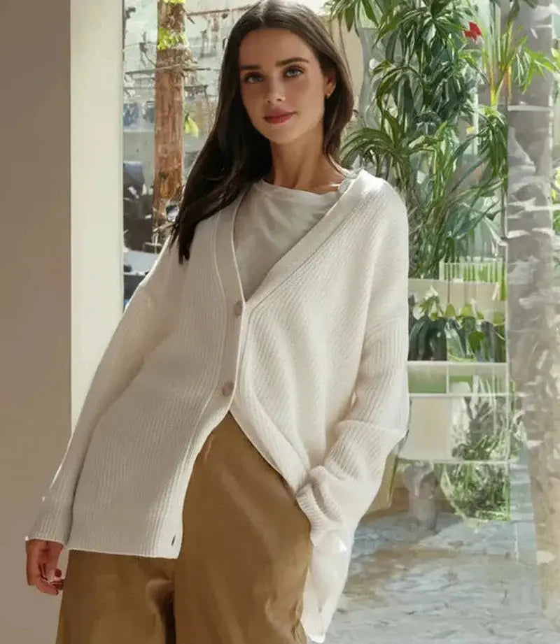 ChicNest - Overdimensjonert Strikkecardigan for Uformell Eleganse Motelys