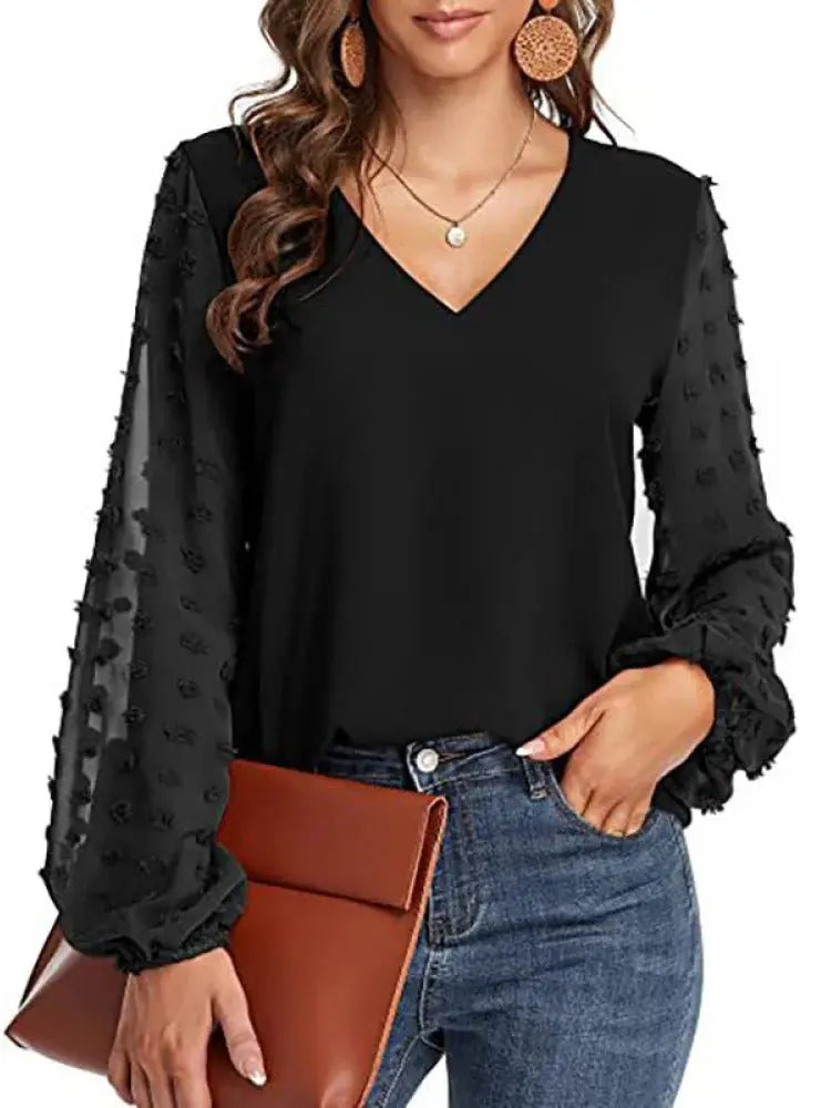 FashionVibe - Moderne Bluse med V-hals for Elegante Antrekk Motelys