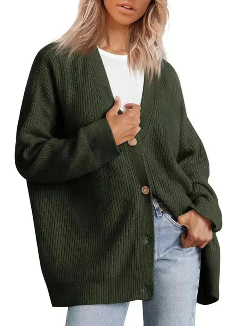 ChicNest - Overdimensjonert Strikkecardigan for Uformell Eleganse Motelys