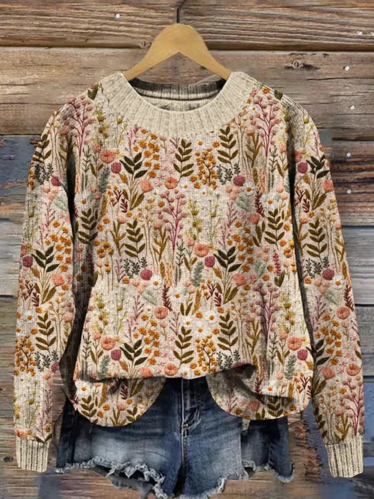 FloralVibe - Blomstrete Genser for En Lekker Styl Motelys