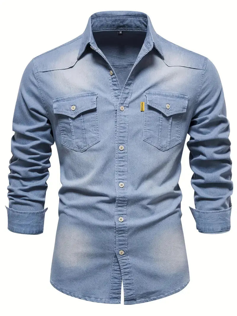 DenimWave - Skjorte i Denim for Menn i Topp Kvalitet Motelys