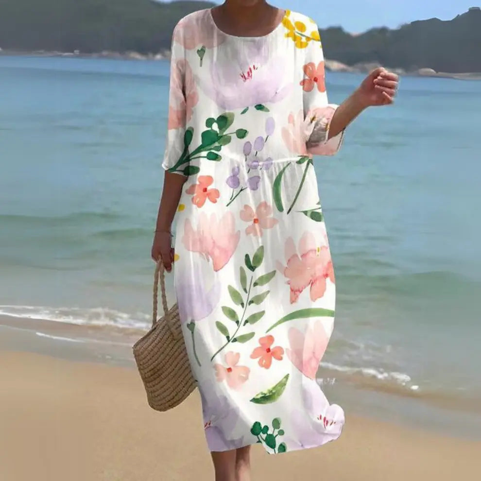 CelesteFlow - Elegant Boho Midi Kjole Motelys