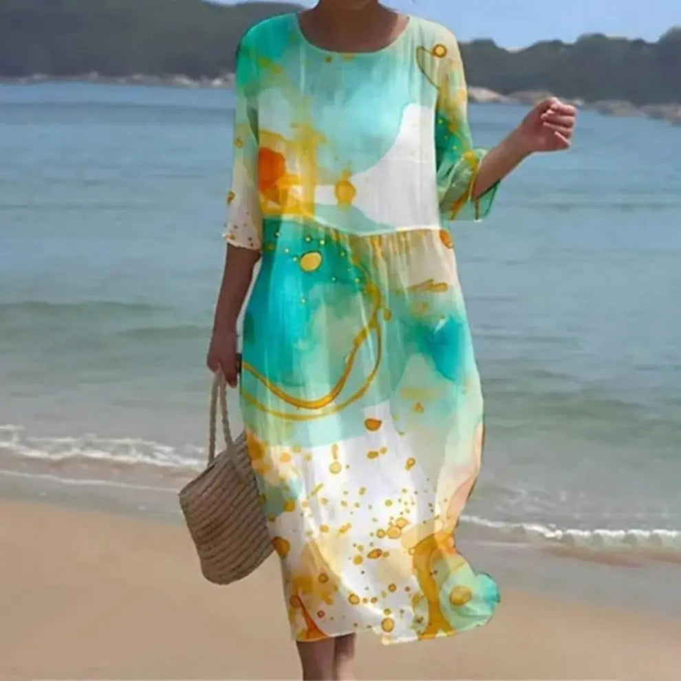 CelesteFlow - Elegant Boho Midi Kjole Motelys