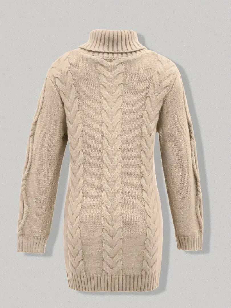 Dame Flettestrikket Turtleneck Genser - Klassisk Langermet for Høst og Vinter Motelys