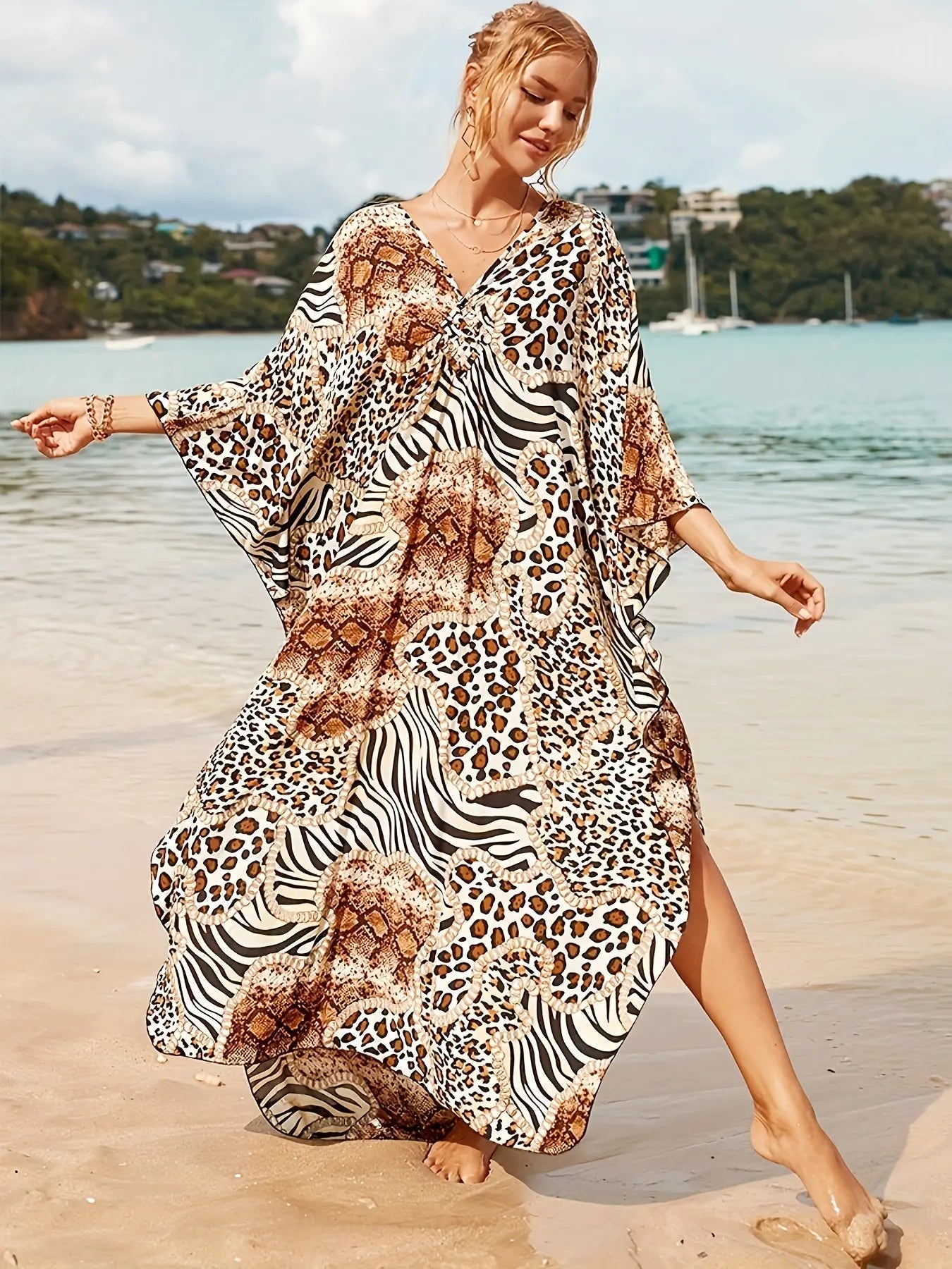 WildChic - Stilig Kjole med Dyreprint for Trendy Antrekk Motelys