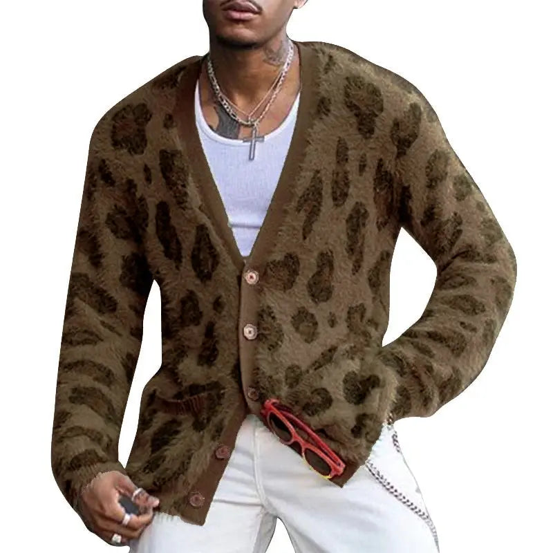 ChicStyle - Cardigan med V-Hals i Leopard for Menn Motelys