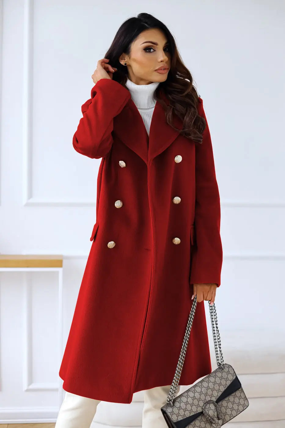 CozyWool - Elegant Dobbeltspent Ullkåpe for Stilige Anledninger Motelys