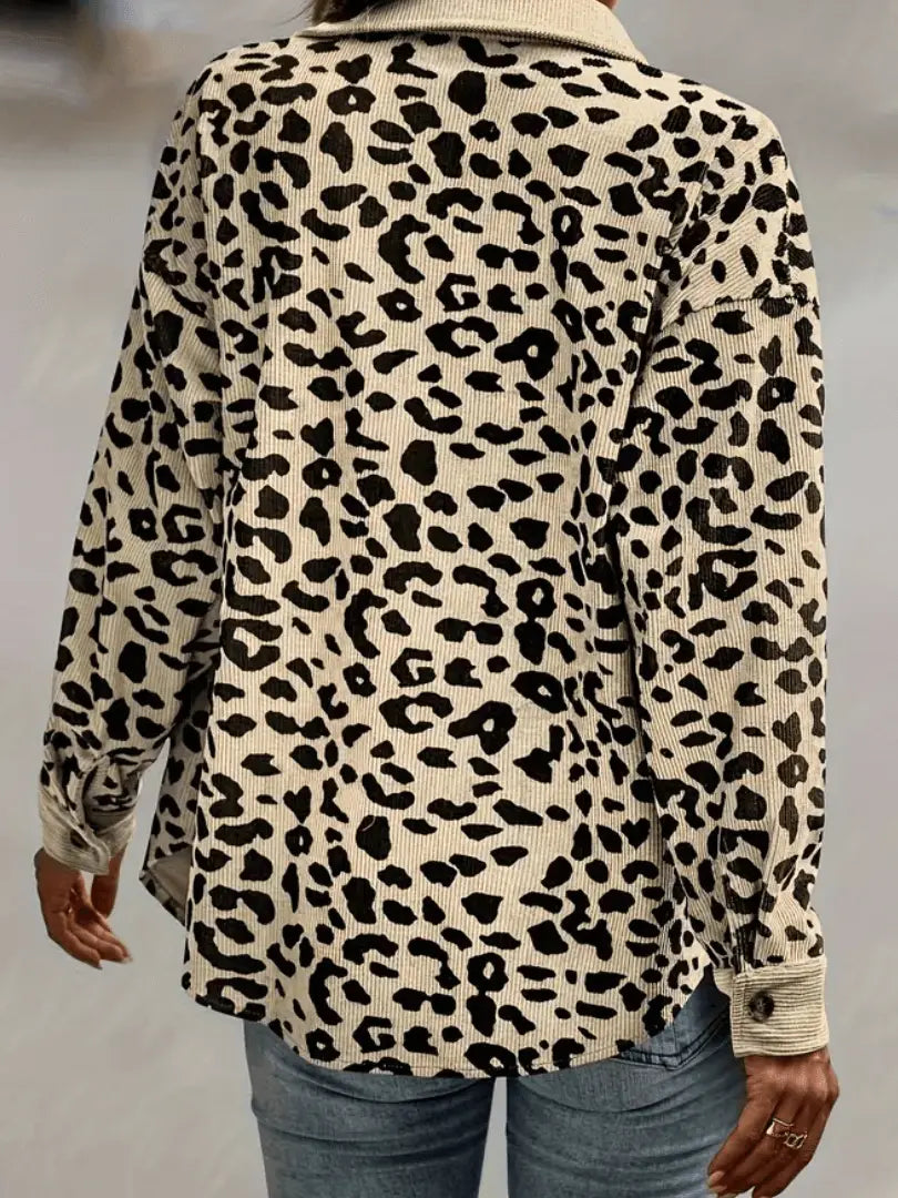 Leopard Print Skjortejakke - Avslappet Skjortejakke med Knappelukking og Klassisk Krage Motelys