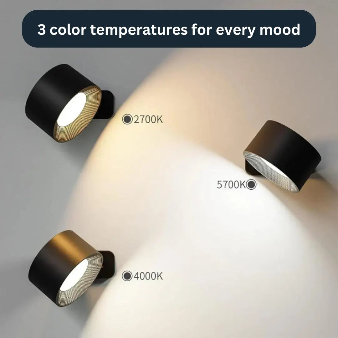 360° oppladbar LED-vegglampe Motelys