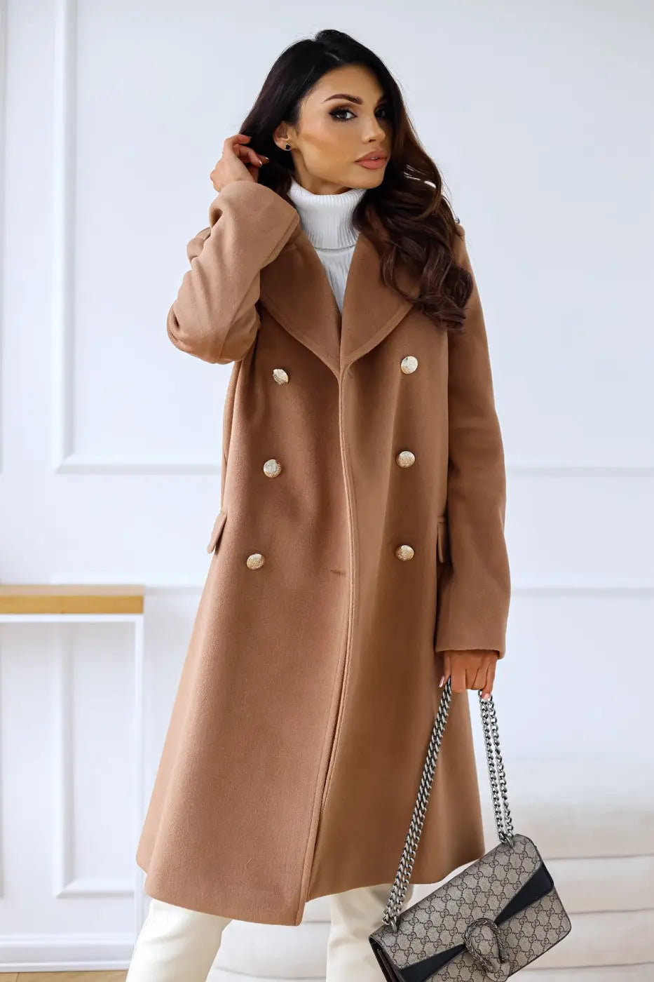 CozyWool - Elegant Dobbeltspent Ullkåpe for Stilige Anledninger Motelys