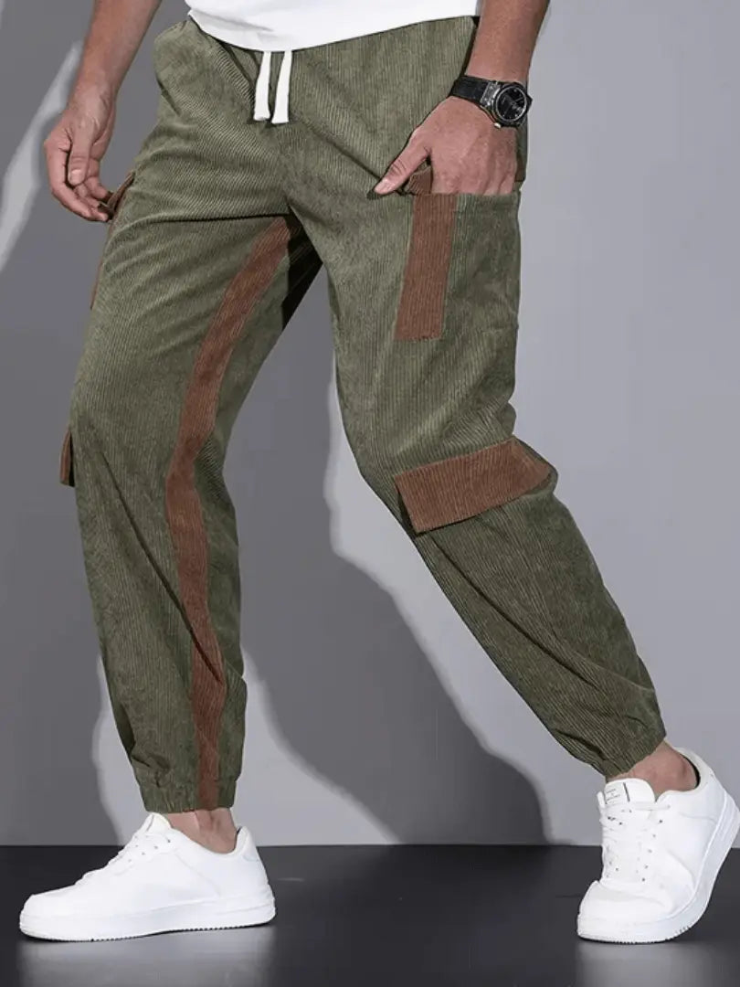 Herre Corduroy Cargo Bukser - Stilig og Praktisk med Komfortabel Passform Motelys