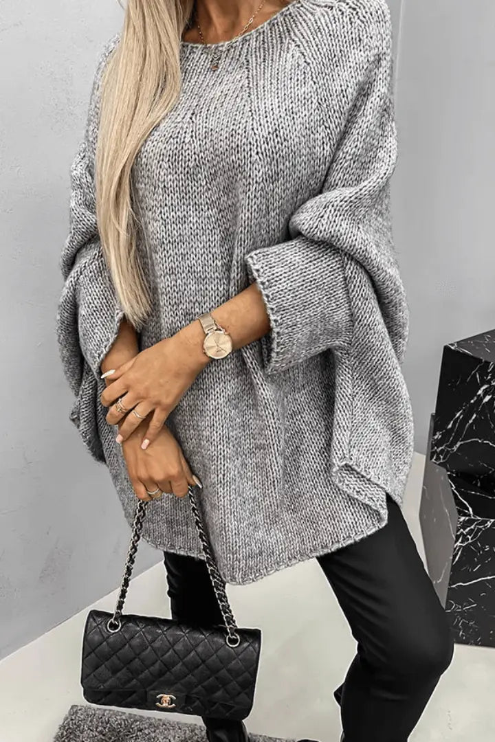 CozyKnit - Strikket Genser med Rund Hals for Comfort og Stil Motelys