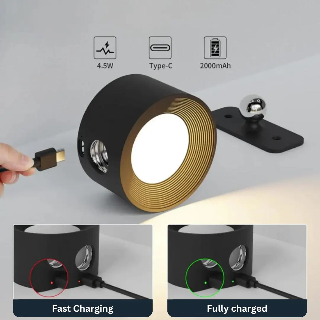 360° oppladbar LED-vegglampe Motelys