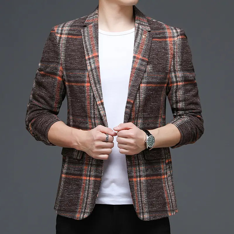 StyleSavvy - Trendy Rutete Blazer for En Enkel Eleganse Motelys
