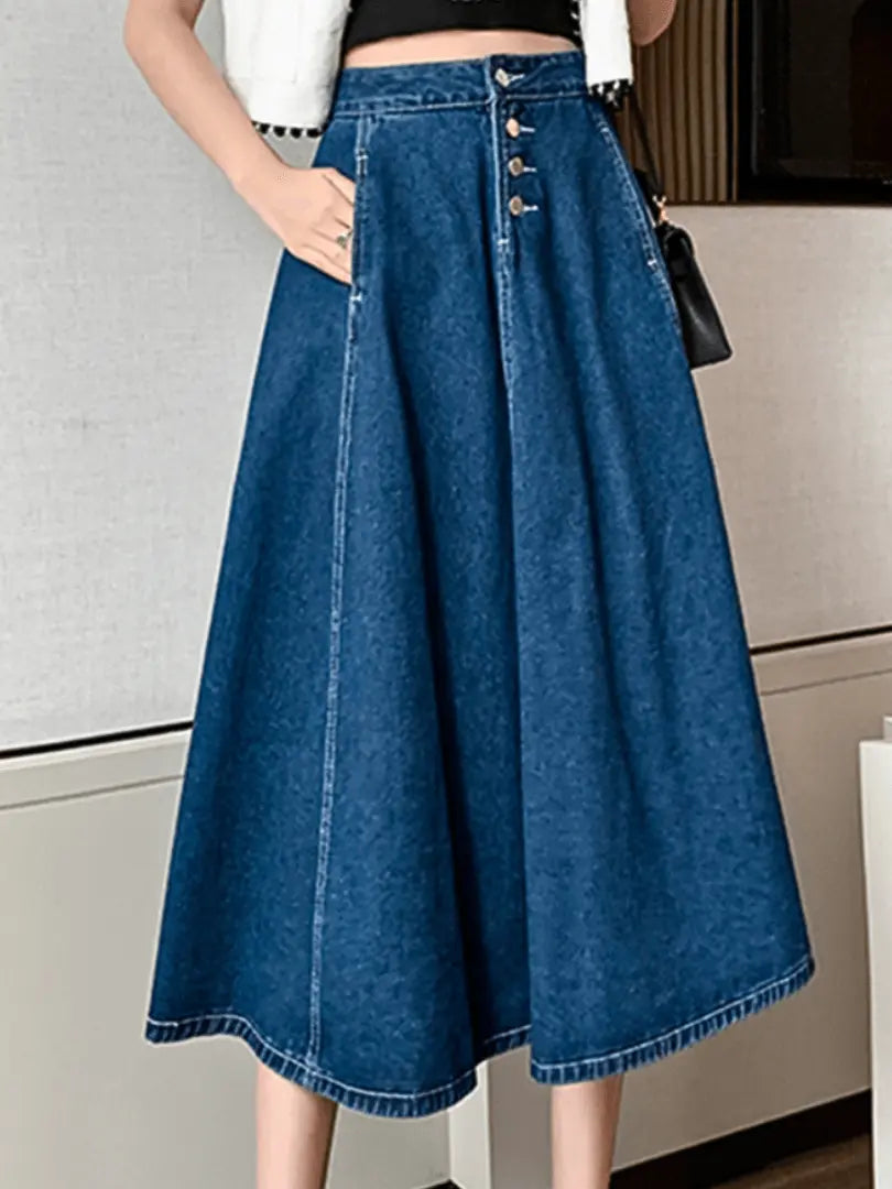DenimDreams - Fashionable Maxiskjørt i Denim for Kvinner Motelys