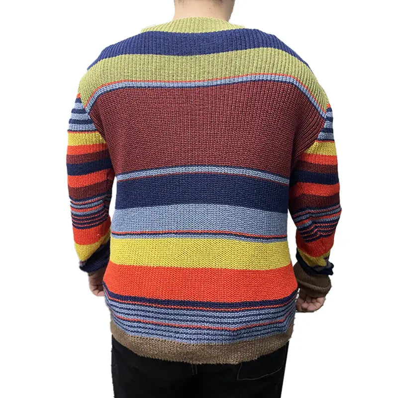 VividWear - Genser med Regnbuestripet V-hals for Menn i Stilig Design Motelys