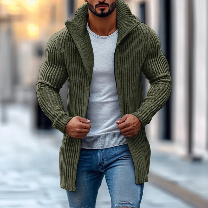 UrbanWave - Stripete Cardigan for Menn med Trendy Utseende Motelys