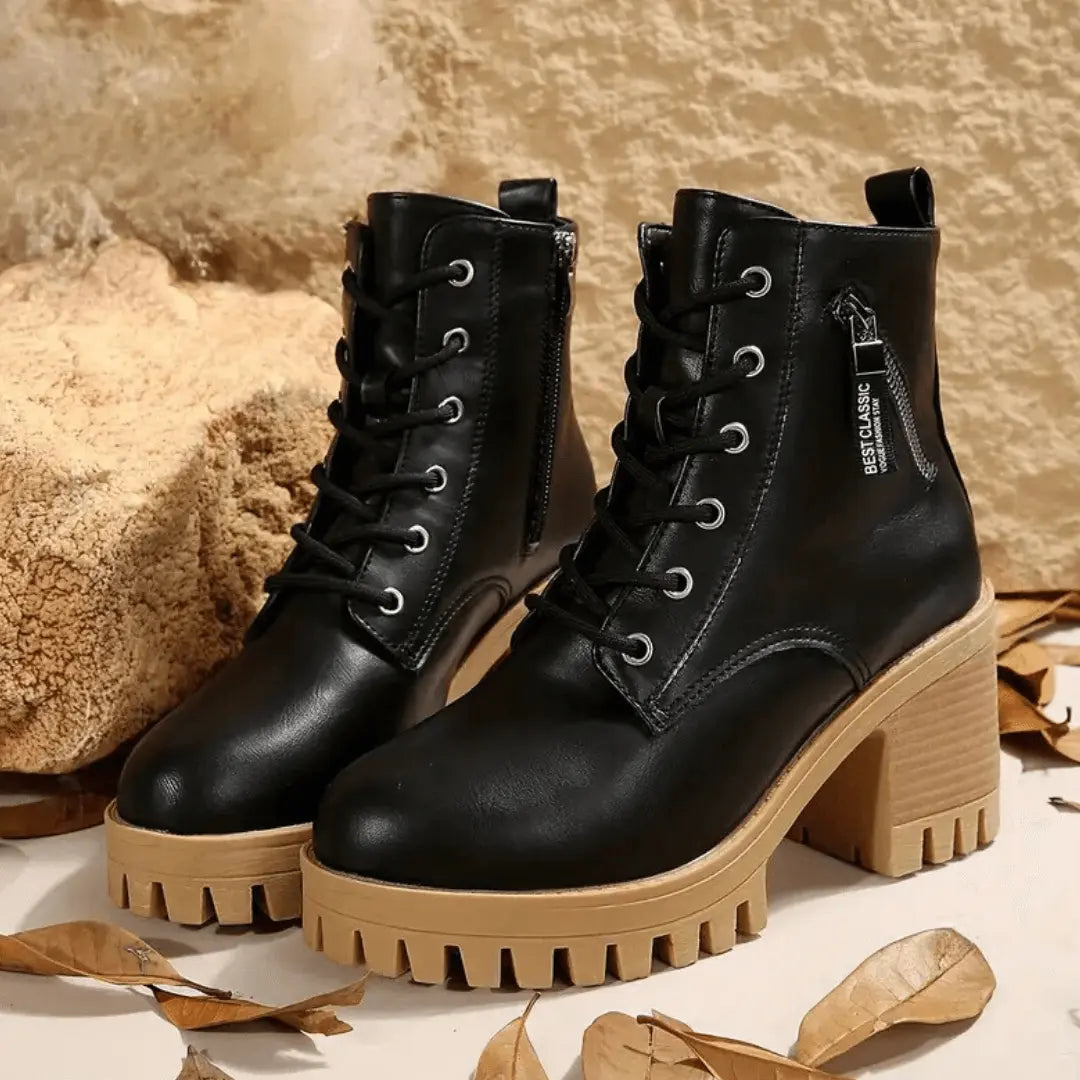 Vanntette Knestrømpe Boots for Kvinner – Tykk Såle og Høye Hæler Motelys