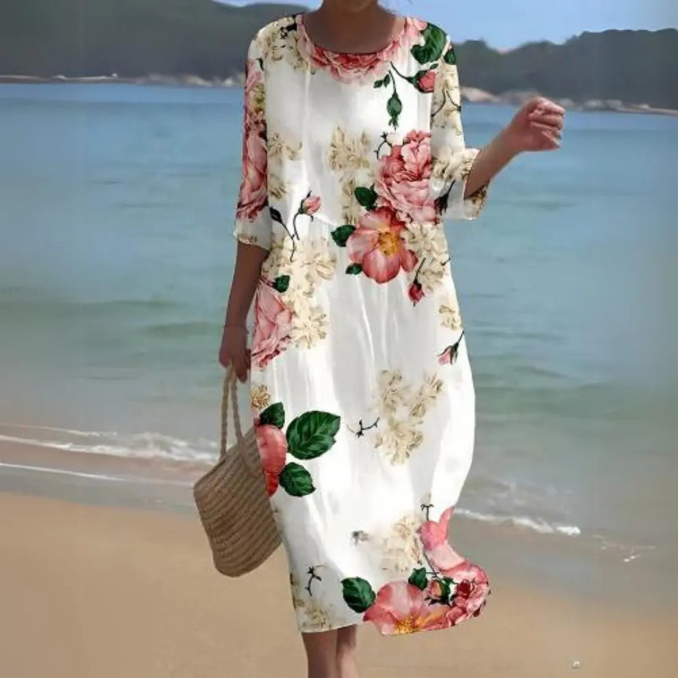 CelesteFlow - Elegant Boho Midi Kjole Motelys