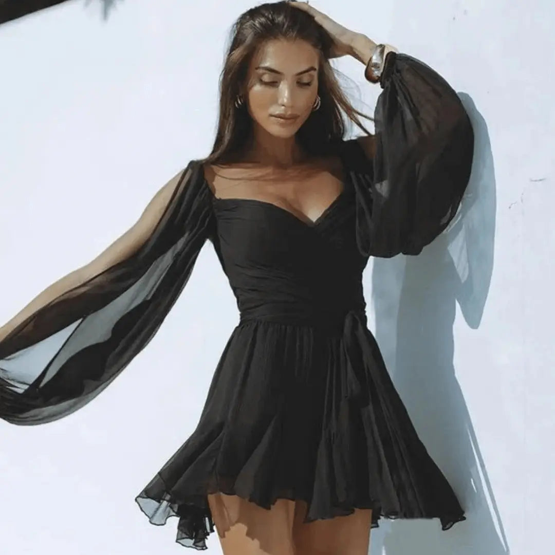 ChicVibe - Trendy Minikjole med Lanternaerm Motelys