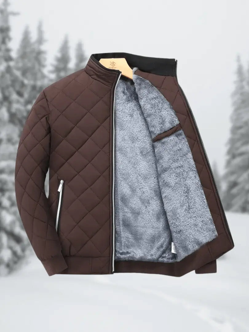 Varm Vattert Jakke for Menn - Fleecefôret Design for Høst og Vinter Motelys
