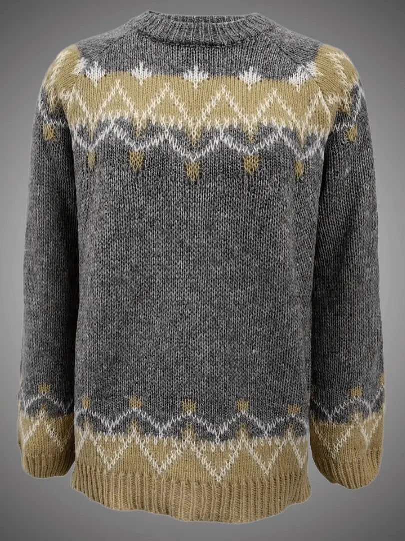 ChicKnit - Genser med Strikket Jacquardtrykk for Dame med Stil Motelys
