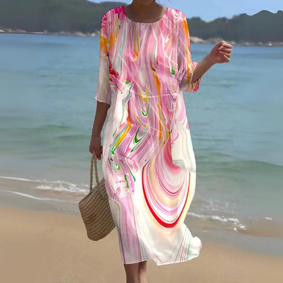 CelesteFlow - Elegant Boho Midi Kjole Motelys
