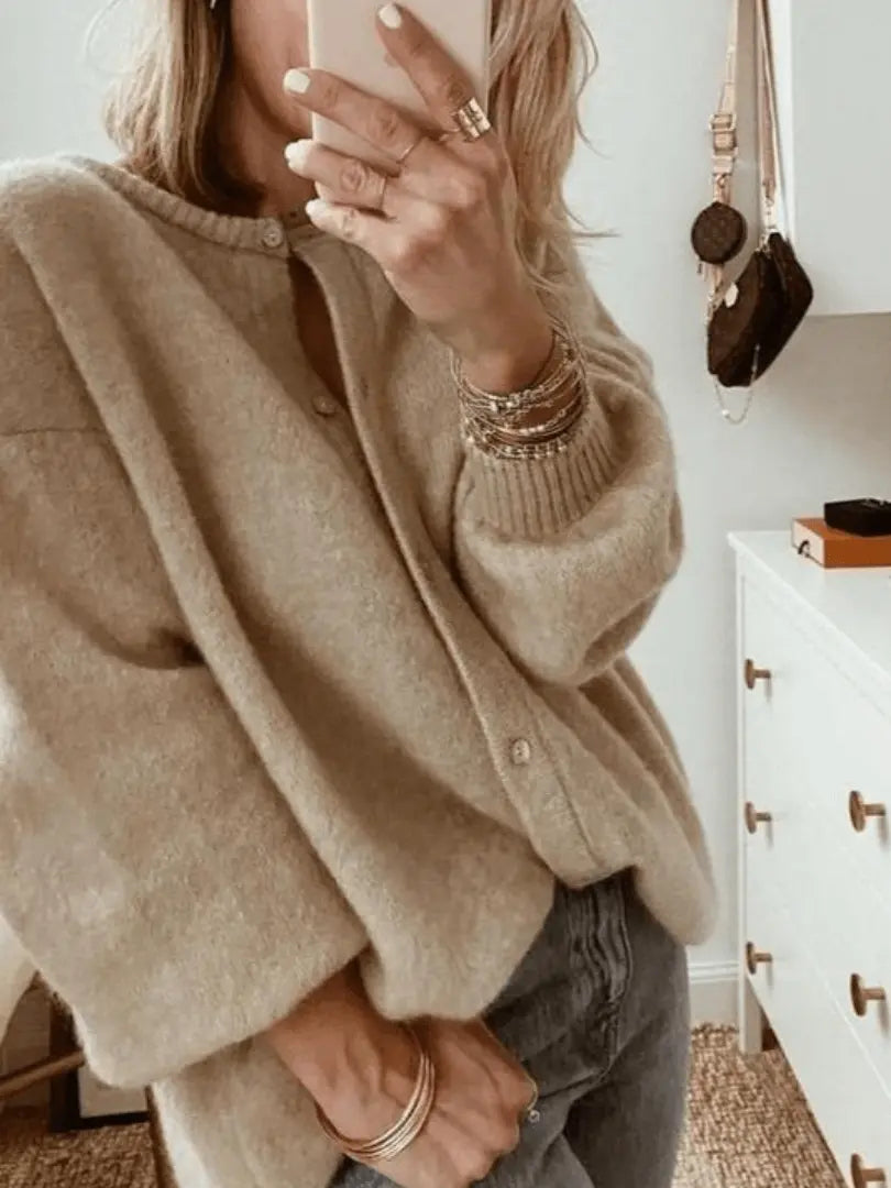 CozyLayer - Flott Løs Strikket Cardigan for En Uformell Look Motelys