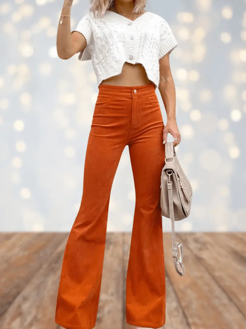 VelvetDame - Kvinnens Cordfløyelsbukser for Stil og Komfort Motelys