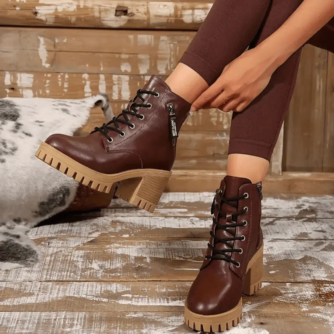 Vanntette Knestrømpe Boots for Kvinner – Tykk Såle og Høye Hæler Motelys