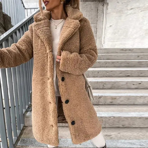 CozyChic - Teddyfrakk til Dame for Vinterens Stil Motelys