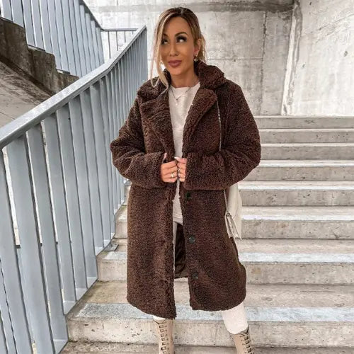 CozyChic - Teddyfrakk til Dame for Vinterens Stil Motelys