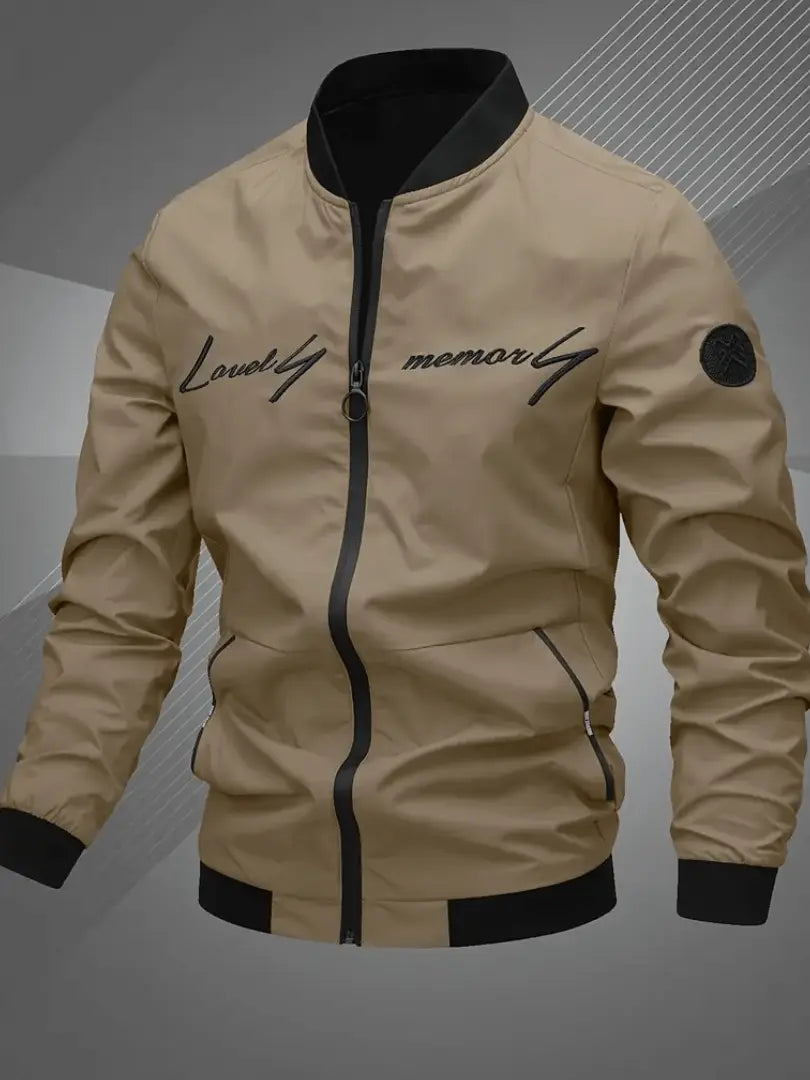 Herre Brodert Casual Bomberjakke - Stilig Lettvektsdesign Motelys