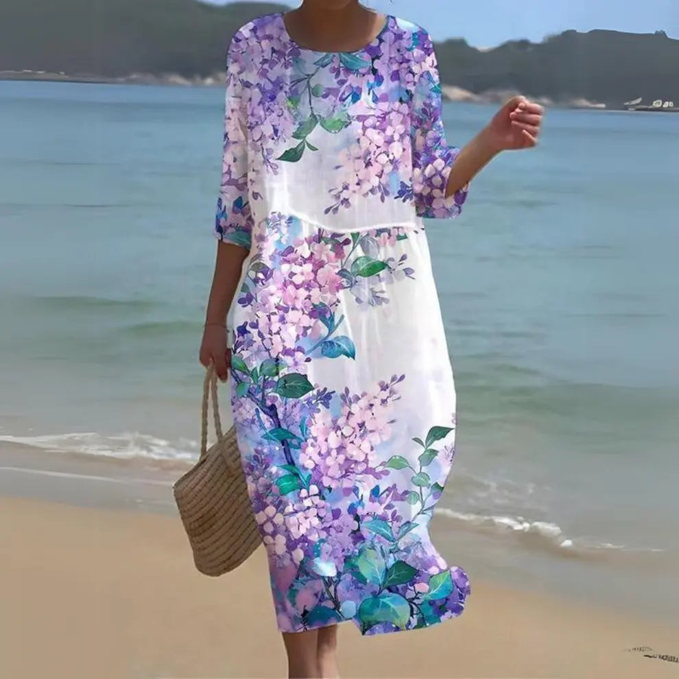 CelesteFlow - Elegant Boho Midi Kjole Motelys