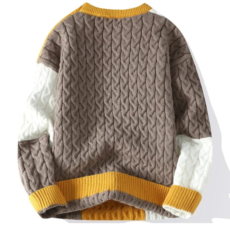 StyleMakers - Unik Patchwork-Genser for Menn med Trendy Design Motelys