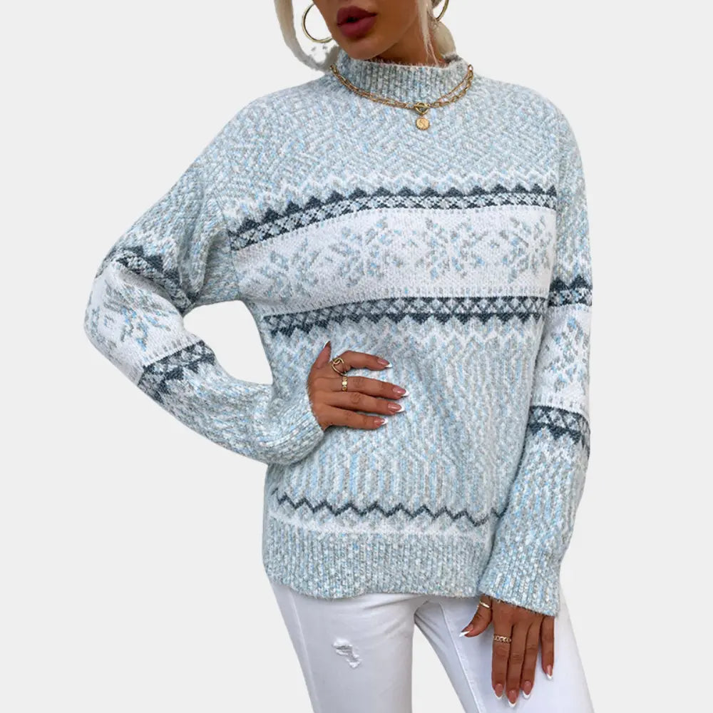 FrostyChic - Damegenser med Snøfnuggdesign for Vintermoro Motelys