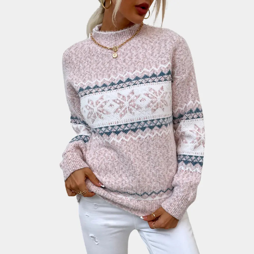 FrostyChic - Damegenser med Snøfnuggdesign for Vintermoro Motelys