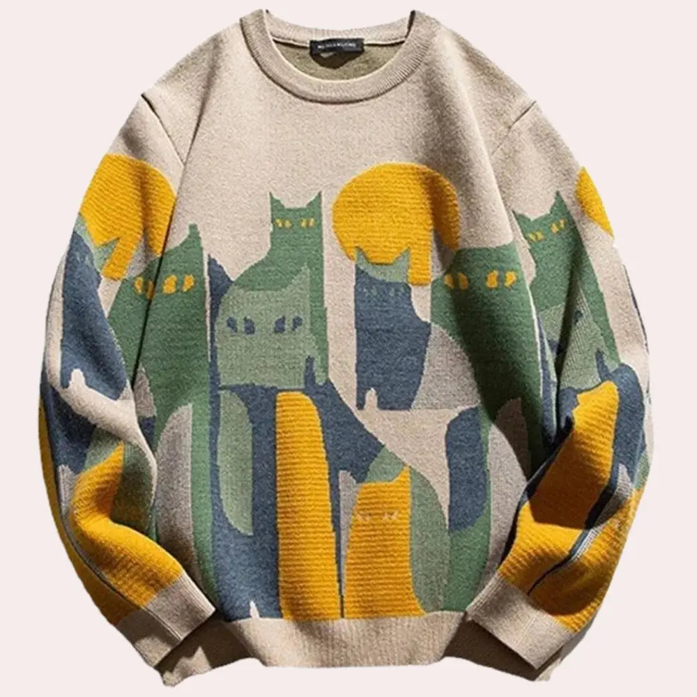 CatWear - Damegenser med Kattetrykk for Kattelskere Motelys