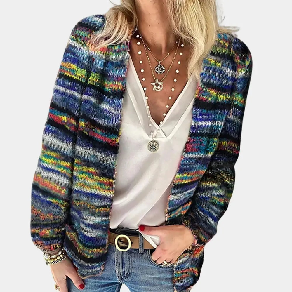 Fargerik V-hals cardigan Motelys