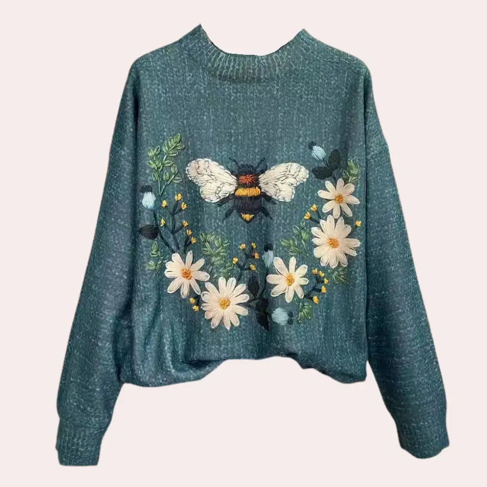 FloralEssence - Genser for Kvinner med Blomsterdesign Motelys