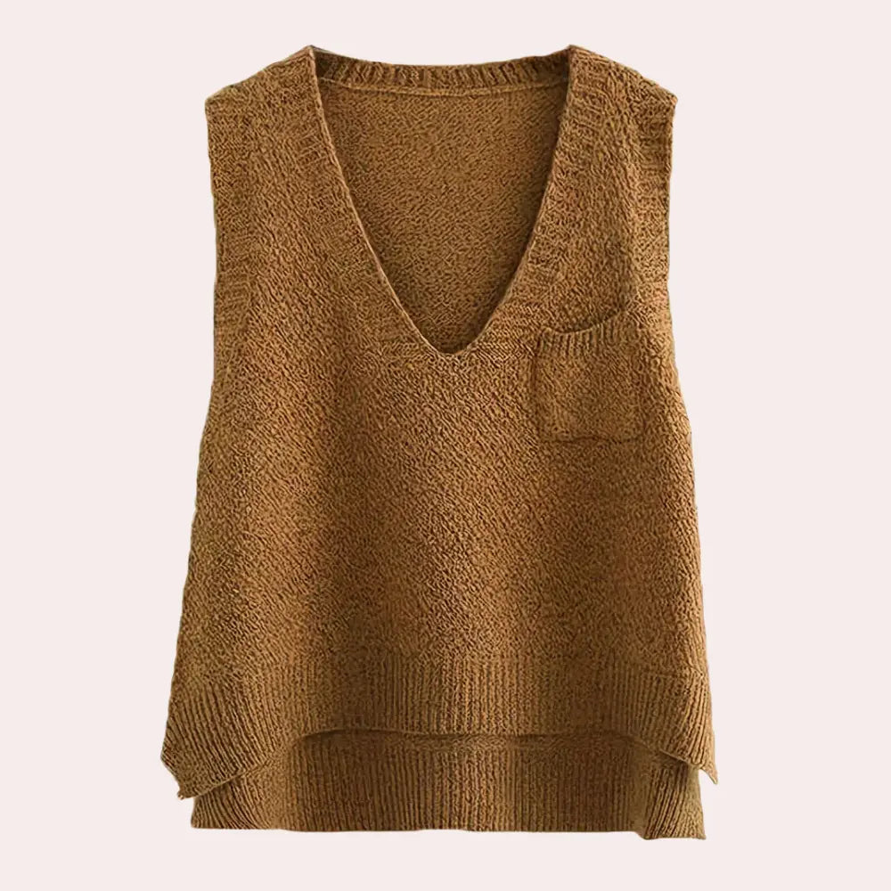 Strikket dame cardigan med V Motelys