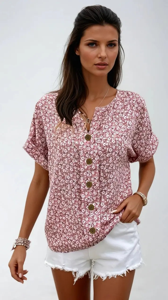 Blomstret sommerbluse Motelys