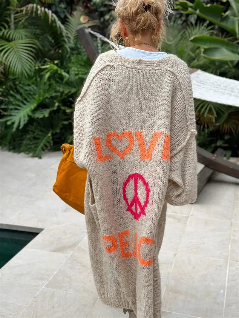 BohoVibe - Lang Cardigan i Hippiestil for Unik Uttrykk Motelys