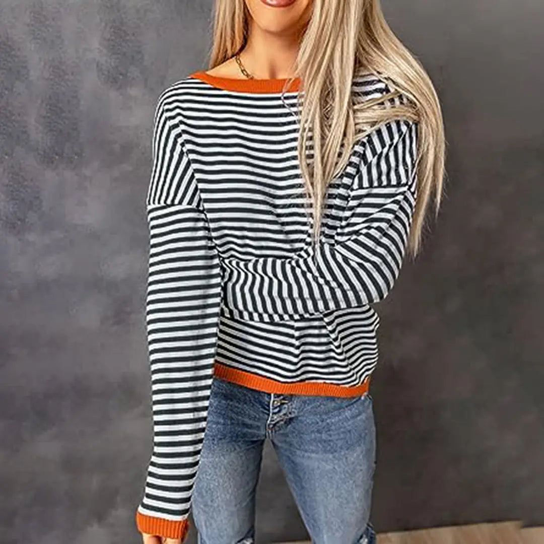 StripeStyle - Trendy Stripete Genser for Hverdagsbruk Motelys