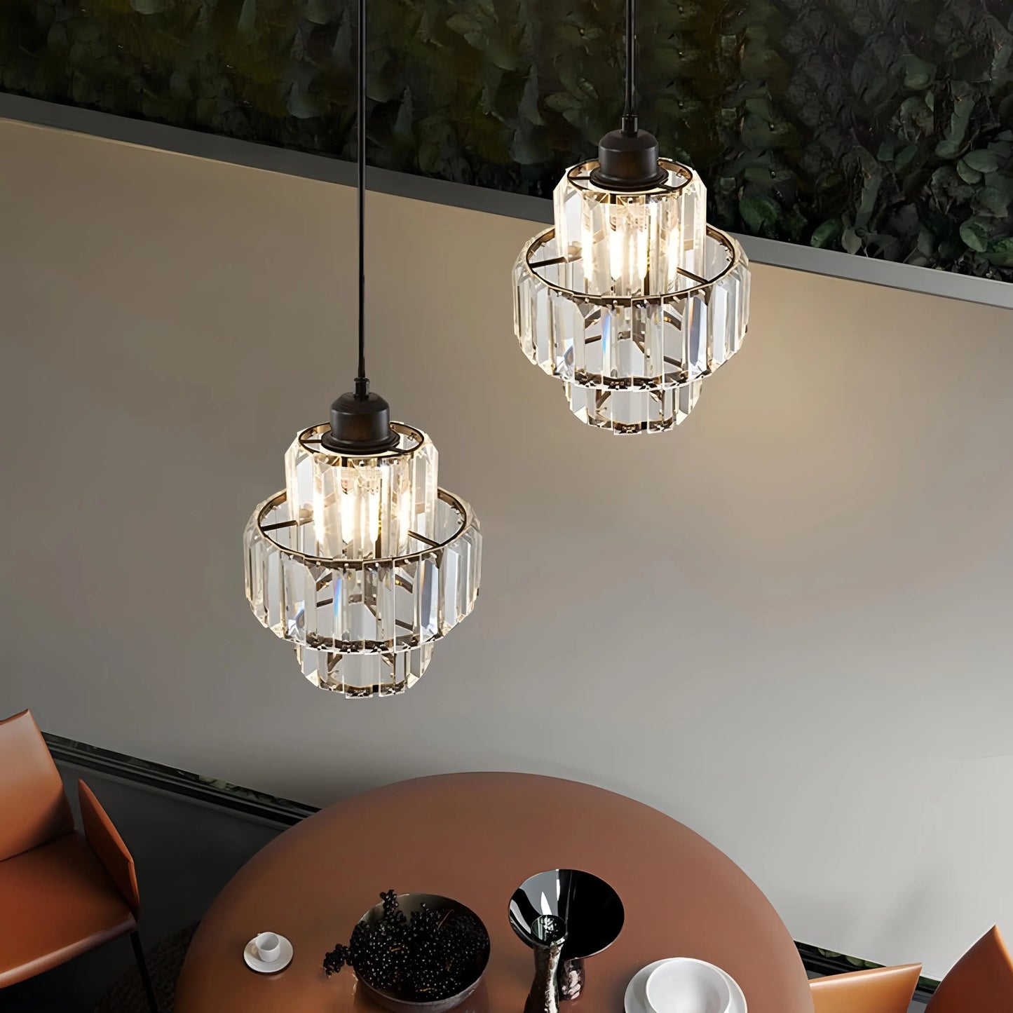 CrystalGlow - Elegant Pendellampe i Krystallglass Motelys