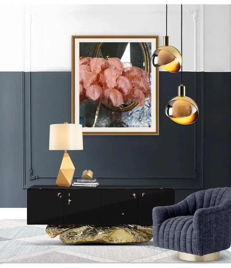 LuxeGlow - Fantastisk Pendellampe i Gullglass for Elegant Belysning Motelys