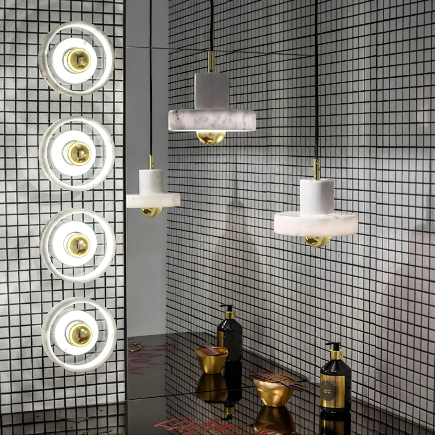 AuraLight - Elegant Marmor Pendellampe for Stilig Belysning Motelys