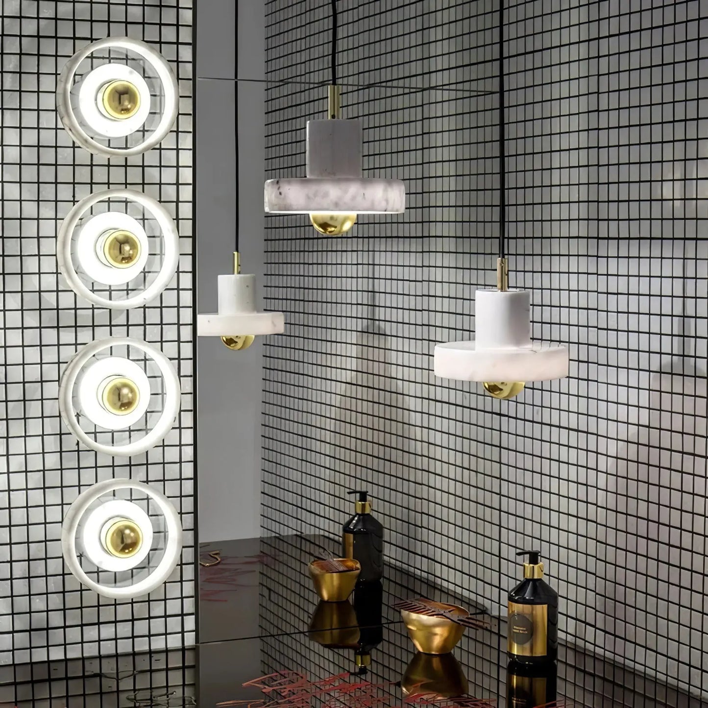 AuraLight - Elegant Marmor Pendellampe for Stilig Belysning Motelys