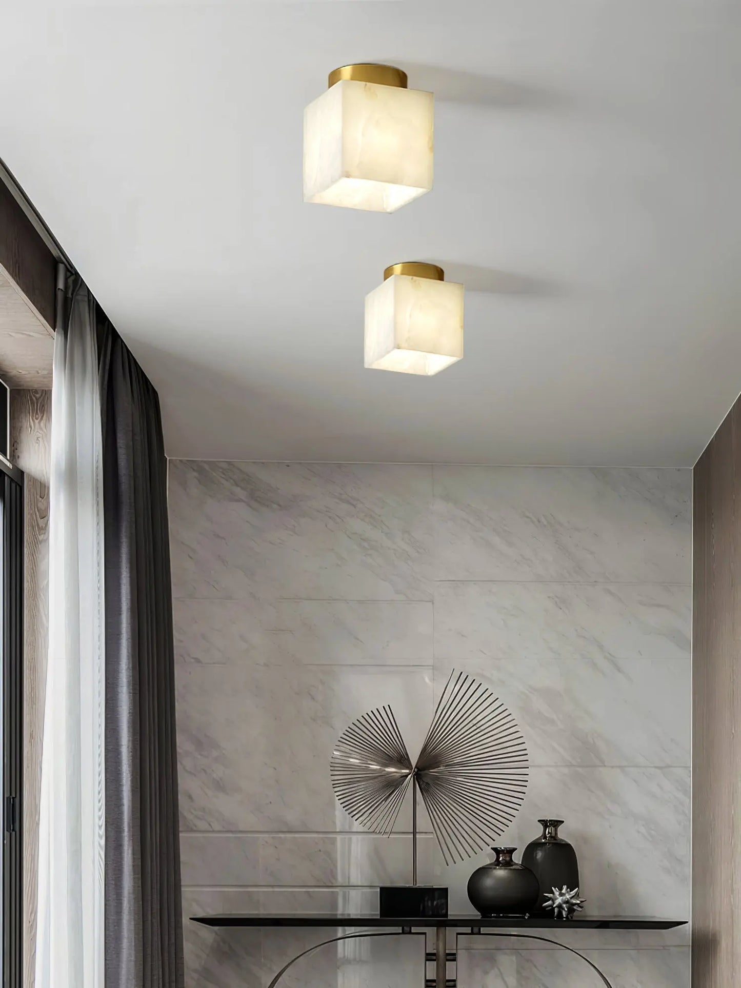 AuraGlow - Stilig Moon Alabaster Taklampe for Magisk Belysning Motelys